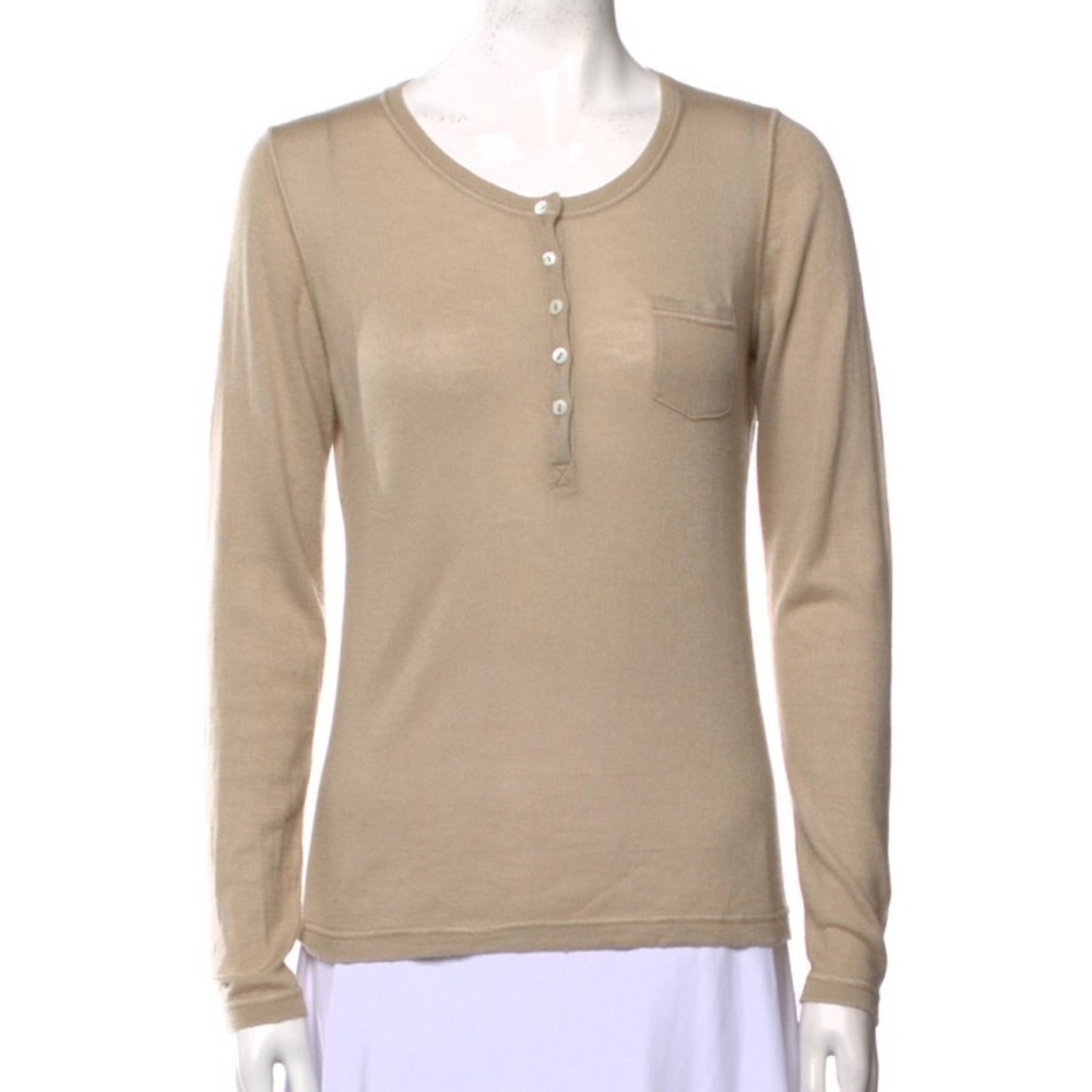 Loro Piana authentic size M Women's Tan Long Sleeve Top
